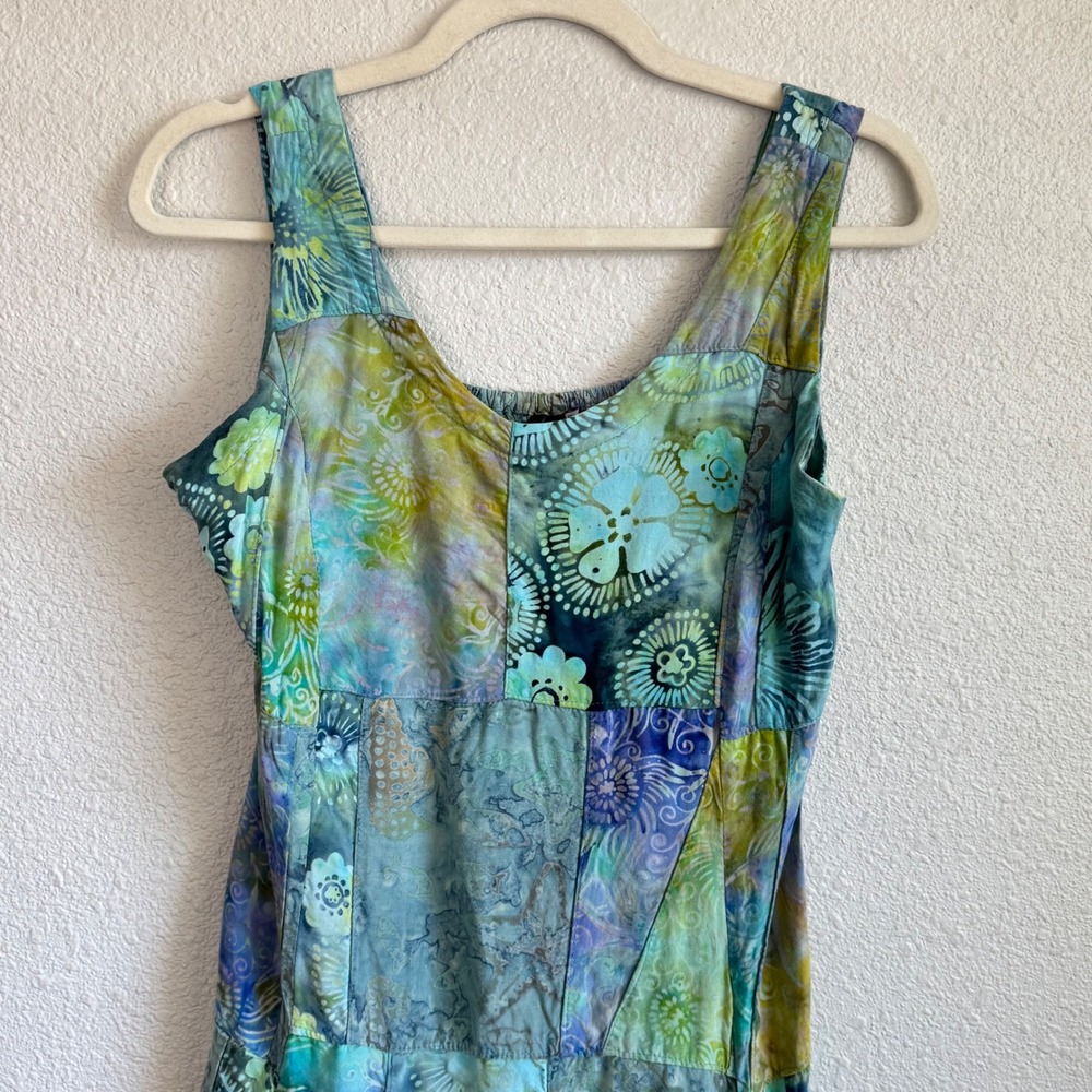 Batik Patchwork Smocked Back Mini Dress Pockets H… - image 6